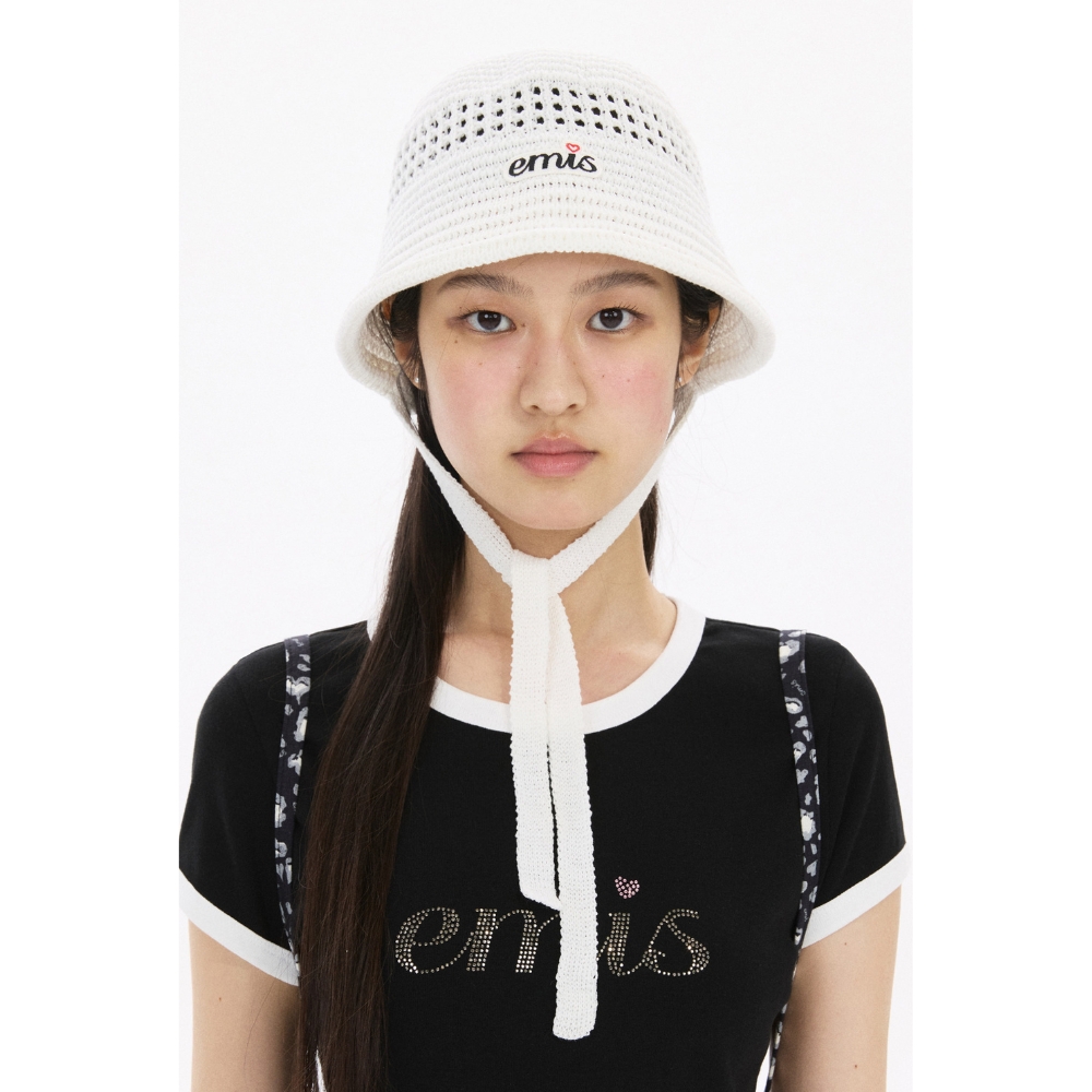 emis】預購韓國emis HEART LETTERING LOGO BONNET 愛心字母標誌