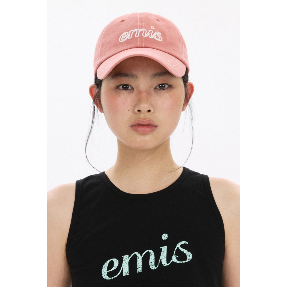 ★EMIS★ LETTERING LOGO WHITE STITCH BALL CAPPINK m1037_1477 emis】預購LETTERING LOGO WHITE STITCH BALL CAP 白色車線字母