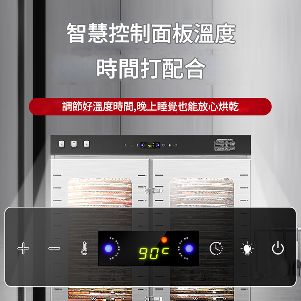 智慧控制面板溫度時間打配合調節好溫度時間,晚上睡覺也能放心烘乾-