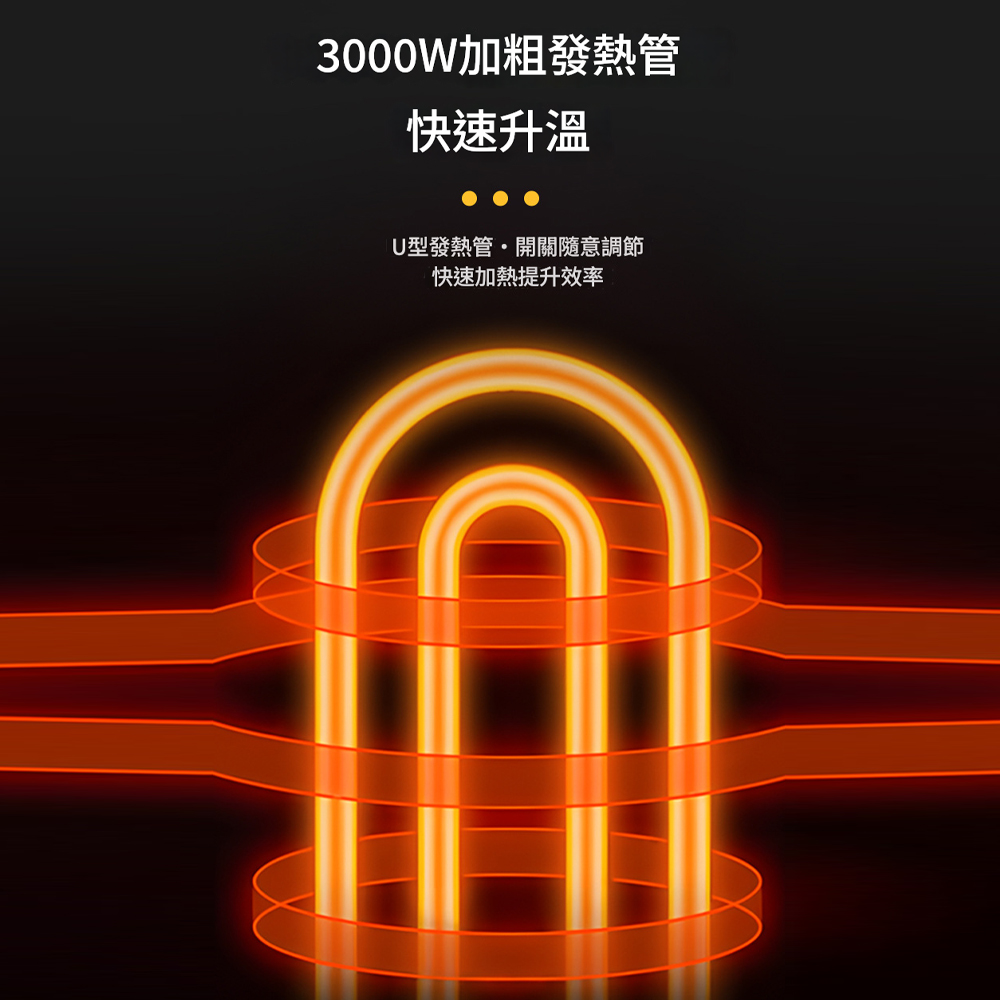 3000W加粗發熱管快速升溫U型發熱管開關隨意調節快速加熱提升效率