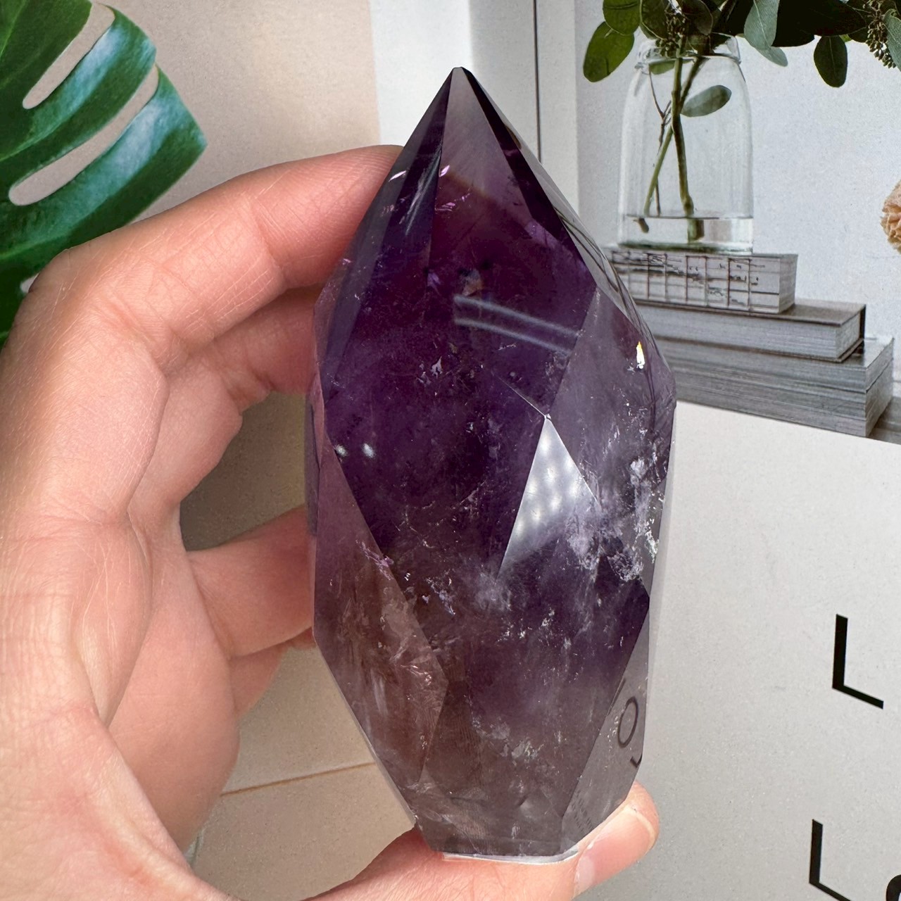 千奇國際精品】爆彩彩虹光😻頂級玻利維亞紫黃水晶柱8號213公克💜💜天然