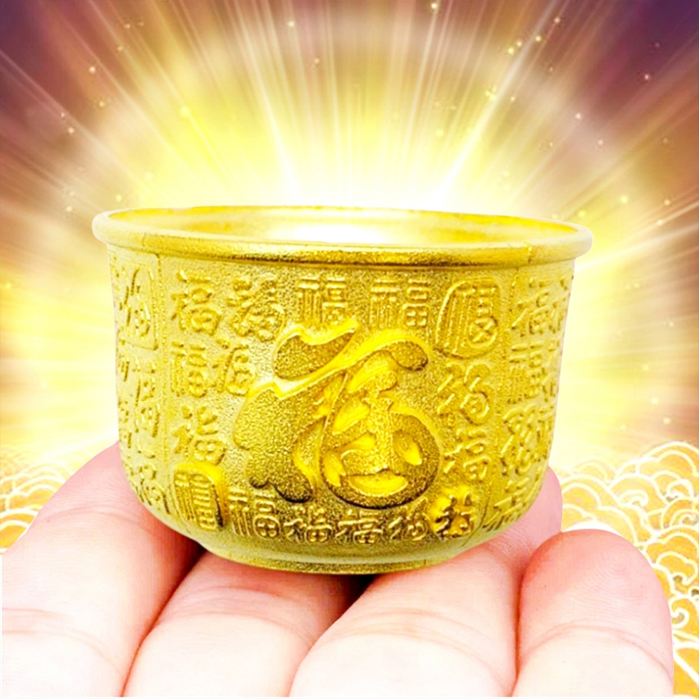 3入組沙金福金杯-鋅合金材質-供神杯黃銅酒杯福神沙金神杯福杯祖先杯