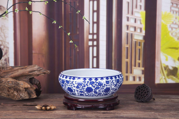 陶瓷魚缸金魚缸客廳龜缸荷花缸風水瓷缸大型特大養魚盆