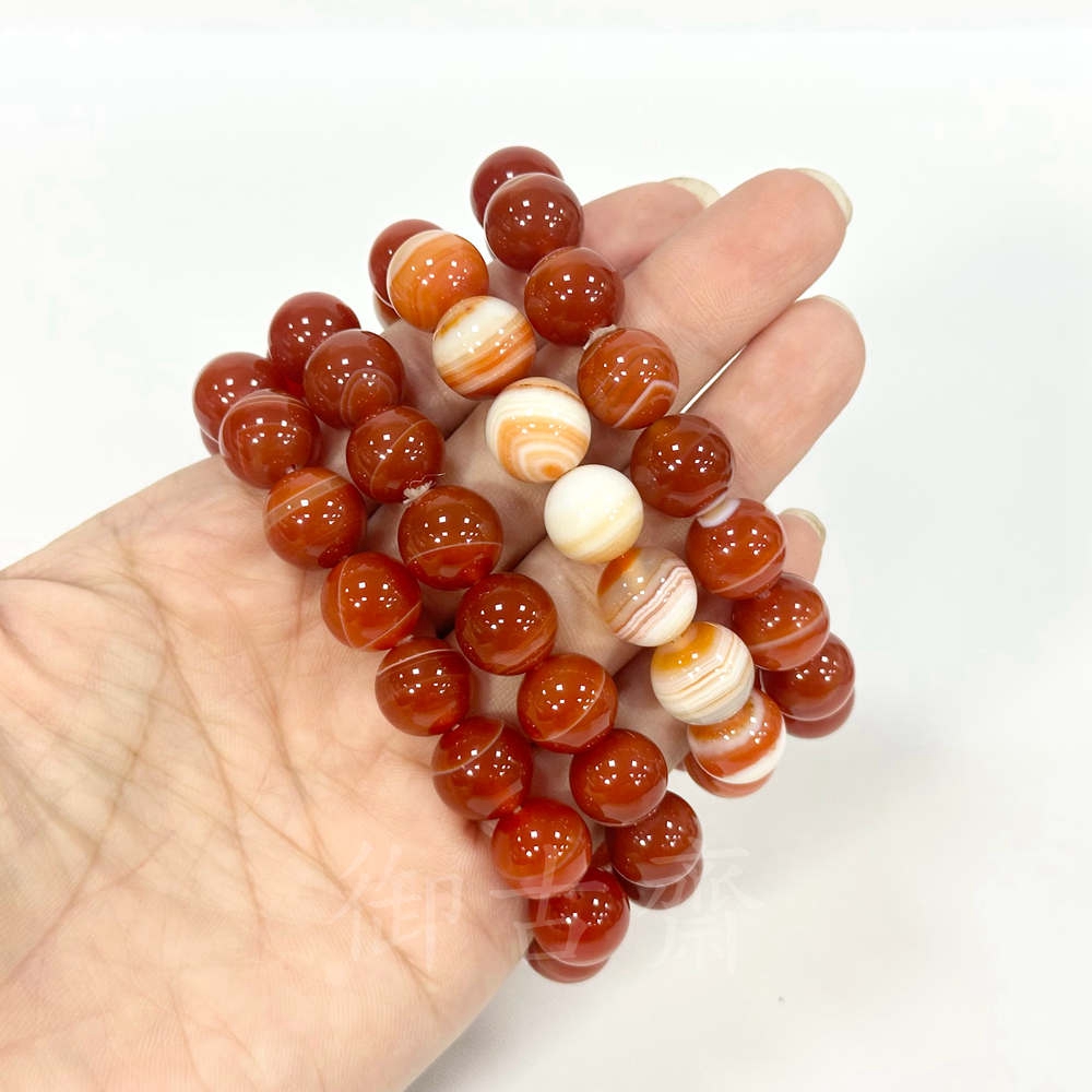 御古齋】天然九頁岩瑪瑙雙龍拱珠雪天眼紅天珠手珠手鍊佛教聖物避邪鎮煞