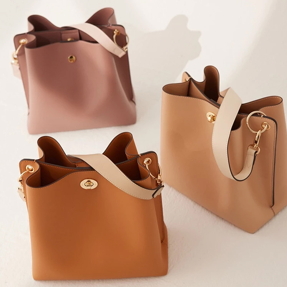 S'AIME】SAIME 東京企劃雙背帶橢圓轉釦水桶包(M)