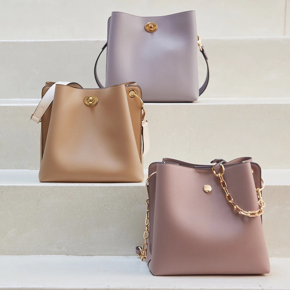 S'AIME】SAIME 東京企劃雙背帶橢圓轉釦小水桶包(S)