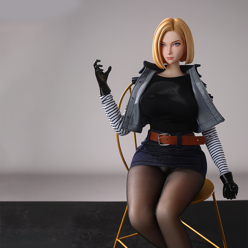 御宅公仔人造人18號65cm動漫二次元手辦可動玩偶pu頭雕鉑金矽膠素體含