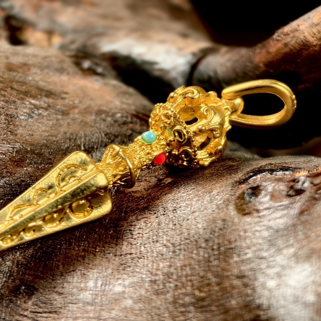 金剛杵 藏式閤金鍍金金剛杵搭配配串神器金剛杵降魔杵複古