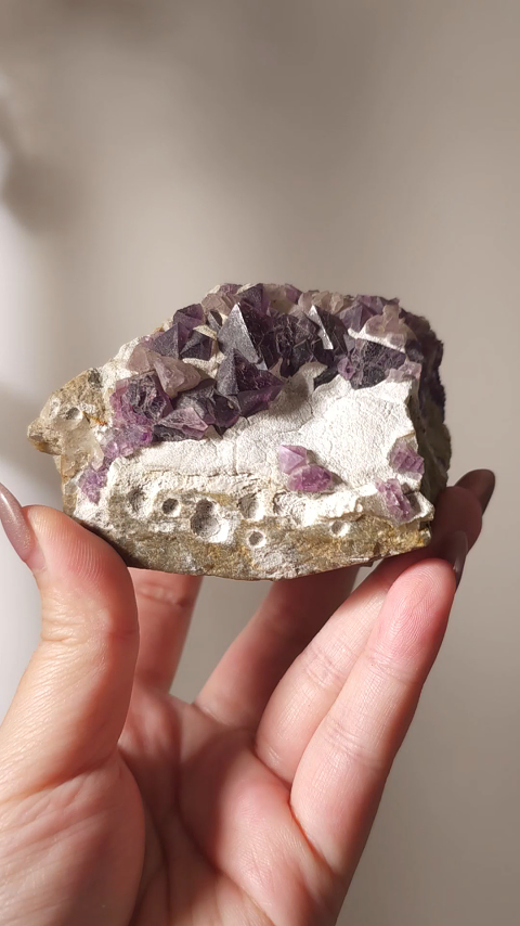 光遇礦石- 浙江八面體紫螢石濃郁紫羅蘭頂輪第7脈輪靈性之輪天然礦石C164