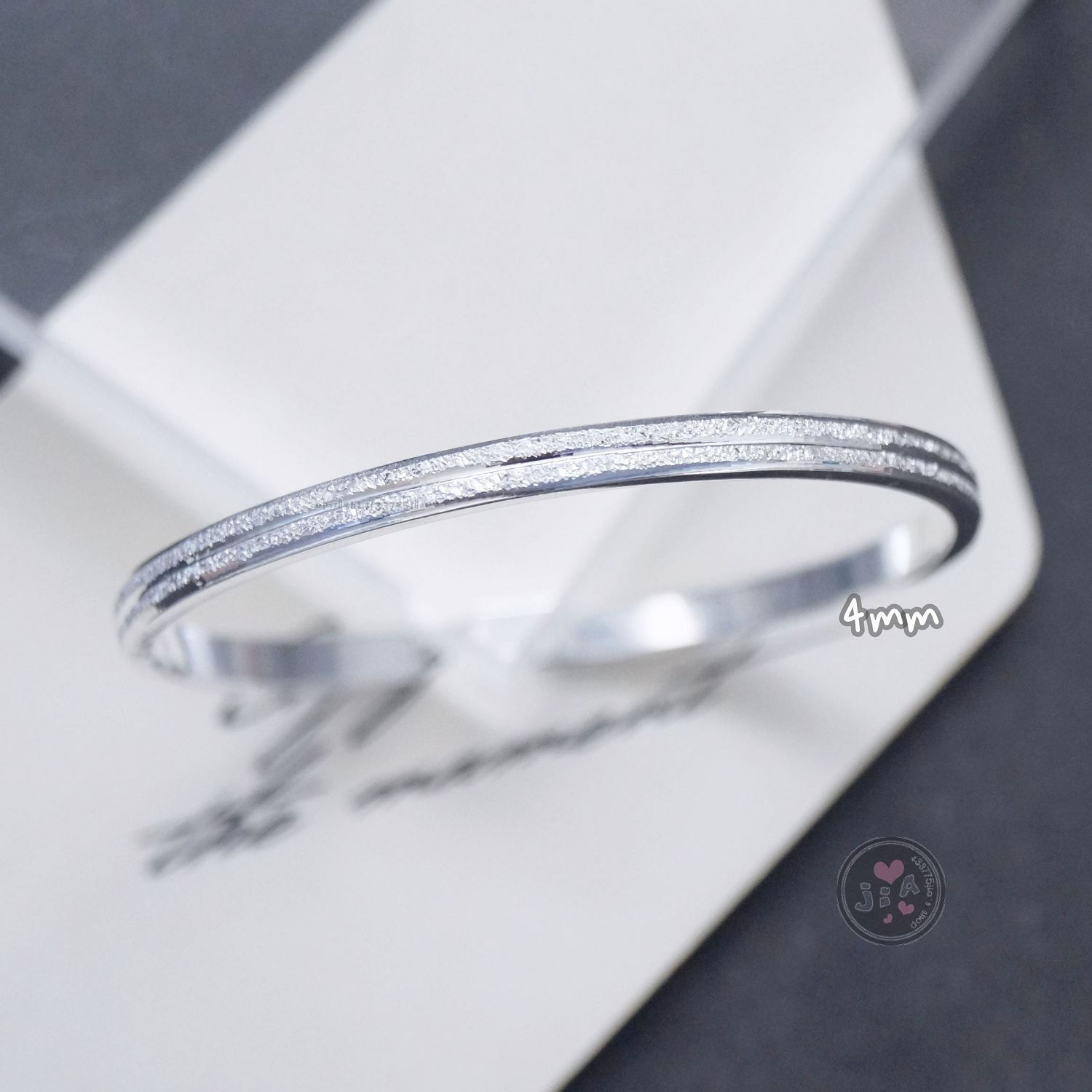 磨砂直條4/6mm 純銀手環足銀手鐲足銀999